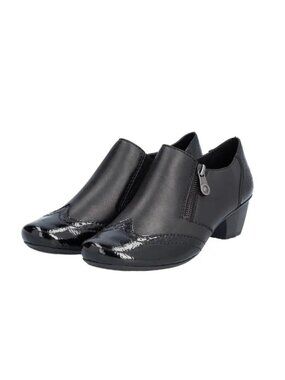 Rieker Anti Stress 41757 Black Leather Wingtip Brogue Comfort Booties Shoes Sz 8